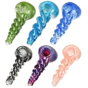 Small Heavy Twisted Frit Glass Pipe | 3" | Colors Vary | BluntPark.com