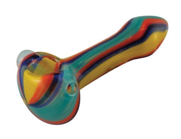 4" Multicolored Glass Pipe w/ Stripes | BluntPark.com