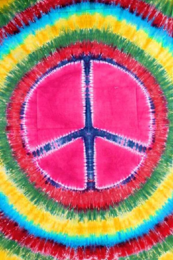 ThreadHeads Tie Dye Peace Sign Tapestry | 55" x 83" | BluntPark.com