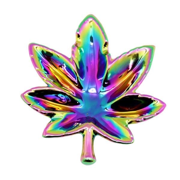 Iridescent Rainbow Hemp Leaf Ashtrays | BluntPark.com