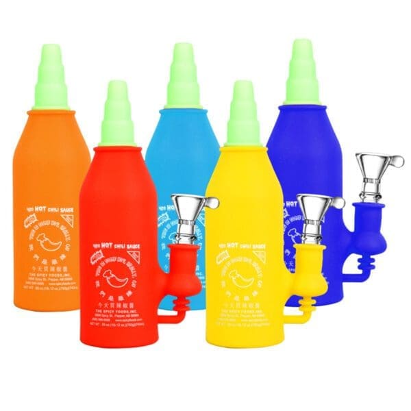 Asian Hot Sauce Silicone Water Pipe | 6.5" | 14mm Female | Colors Vary