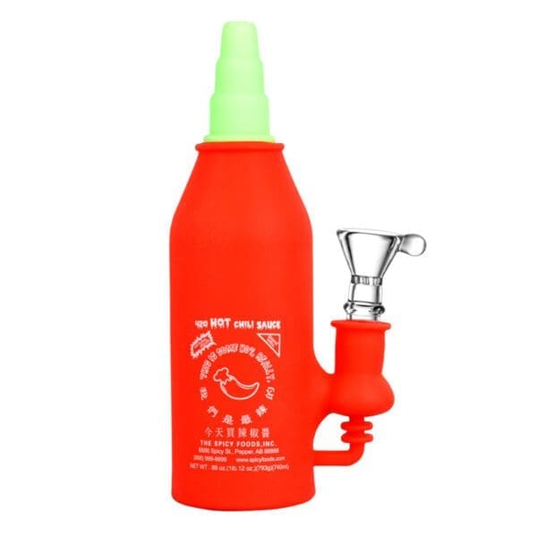 Asian Hot Sauce Silicone Water Pipe | 6.5" | 14mm Female | Colors Vary - Image 2