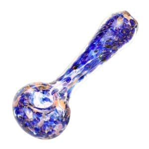 Blue and Gold Fumed Swirl Spoon Pipe | 4.5" | BluntPark.com