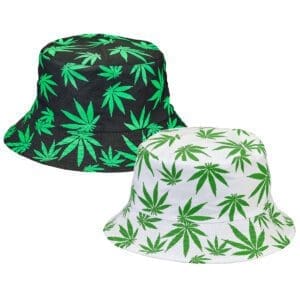 Bucket Hat w/ Green Hemp Leaf Print | BluntPark.com