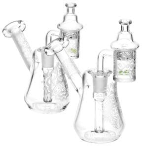 Compact Travel Etched Dab Rig Set | 5.5"| 14mm Female | Designs Vary | BluntPark.com