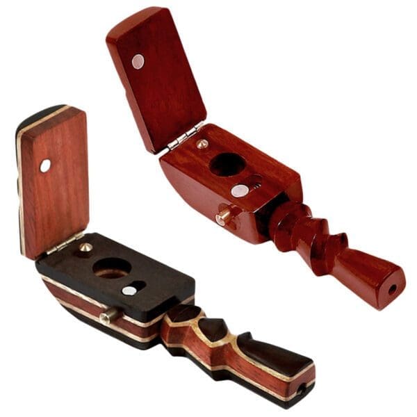 Fancy Wooden Pipe w/ Hinged Flip Lid | 4.5" | Styles Vary | BluntPark.com