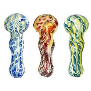 Fumed Latticino Spoon Pipe | 3.75" | Colors Vary | BluntPark.com