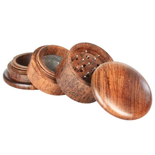 Round Rosewood 4pc Grinder w/ Screen - Image 2