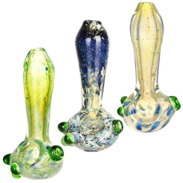 Granite Frit Glass Hand Pipe w/ Marbles | 4.5" | Colors Vary | BluntPark.com
