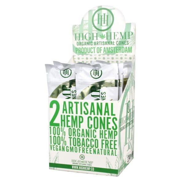 High Hemp Organic Artisanal Cones | 2 Pack | Full Box | 15 Pouch Display | BluntPark.com