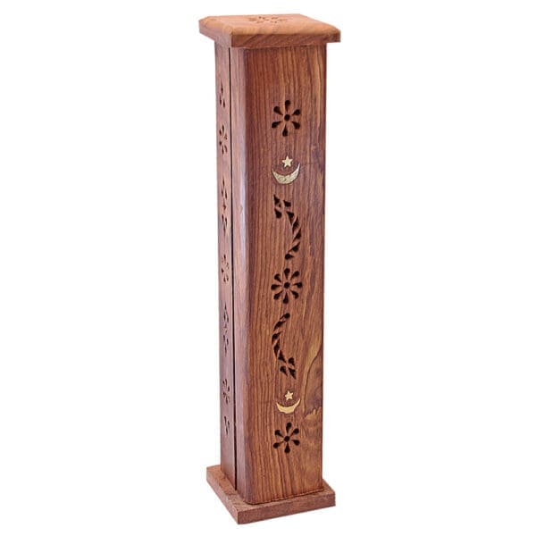 Moon & Star Wood Tower Incense Burner | BluntPark.com