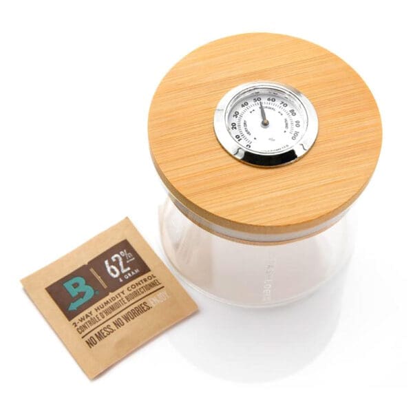 Stashlogix Bamboo Lid SmartJar w/ Analogue Humidity Sensor | BluntPark.com