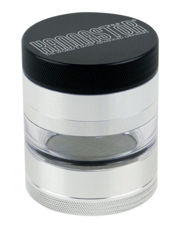 Kannastor Jar Body Multi Chamber 4 Piece Grinder | 2.2" | Black/Silver | BluntPark.com
