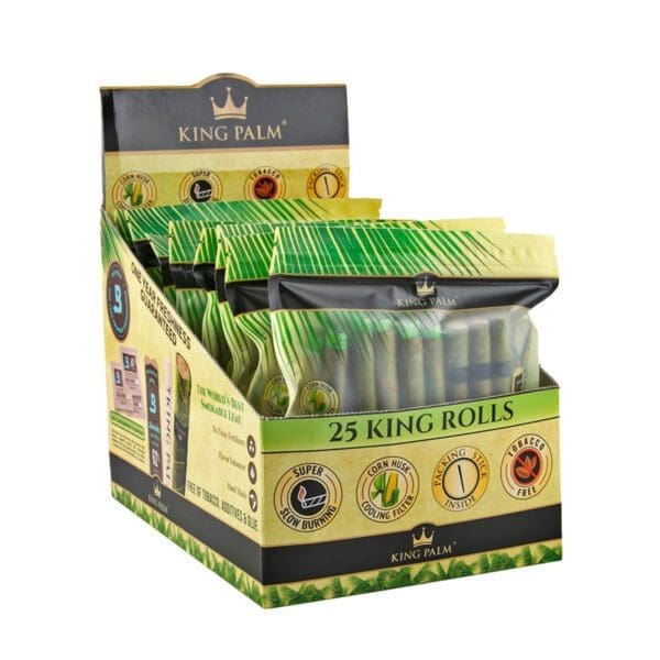 8PC Display | King Palm Pre-Roll Wraps | 25PK | Kingsize | Full Box | BluntPark.com