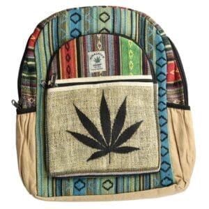 ThreadHeads Black Hemp Leaf Stripes Backpack | BluntPark.com