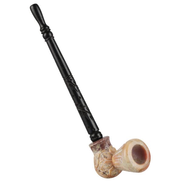 Stone Carved Pipe w/ Wood Stem | BluntPark.com