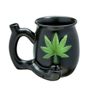 Embossed Hemp Leaf Ceramic Pipe Mug | BluntPark.com