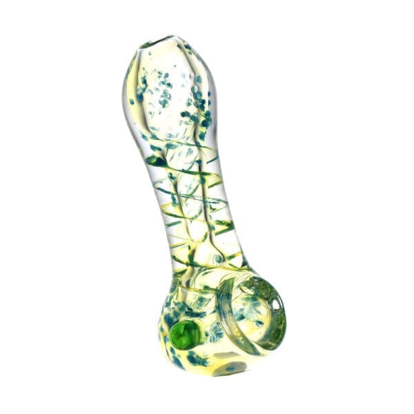 Silver Fumed Corkscrew Pattern Clear Glass Hand Pipe | BluntPark.com