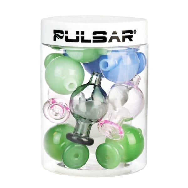 Pulsar Bubble Carb Cap | 25mm | Assorted Colors | 12 Piece Tub | BluntPark.com