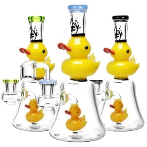 Pulsar Glass Double Duckie Rig | 7.5" | 14mm Female | Colors Vary | BluntPark.com