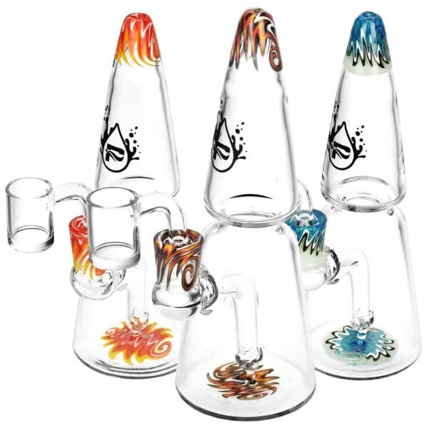 Pulsar Glass Two Tier Rocket Cone Rig | 7" | 14mm Female | Colors Vary | BluntPark.com