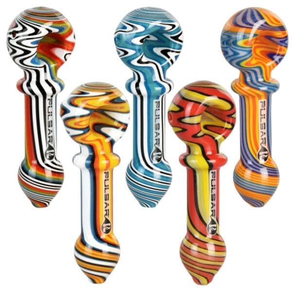 Pulsar Wig Wag Candy Spoon Pipe | 4.5" | Assorted Colors | 5 Piece Set | BluntPark.com