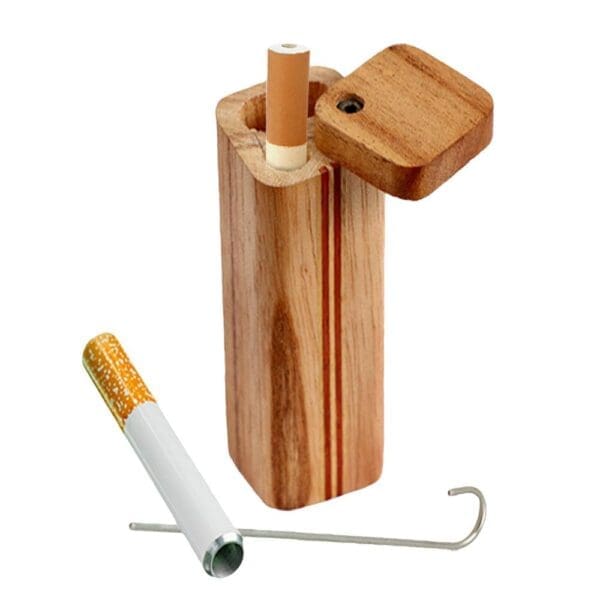 Striped Square Wood Dugout w/ Poker | BluntPark.com