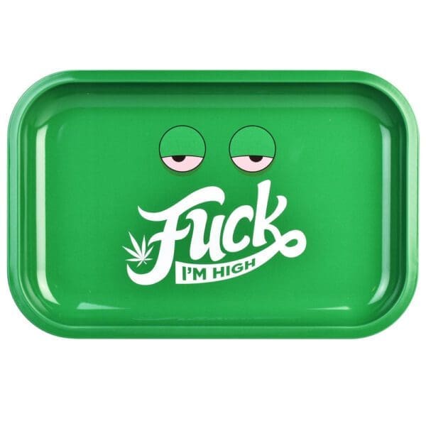 Fuck I'm High Metal Rolling Tray | BluntPark.com