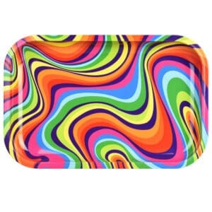 Psychedelic Rainbow Swirl Metal Rolling Tray | BluntPark.com