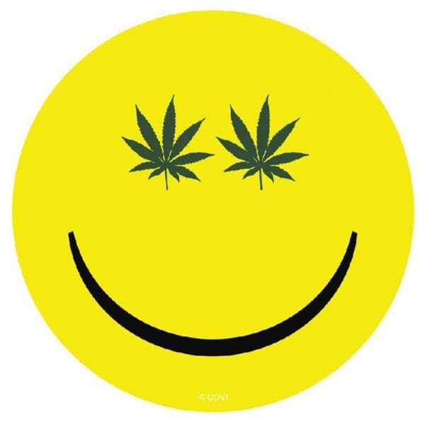 Hemp Leaf Smiley Face Sticker | BluntPark.com