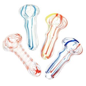 Sada Color Striped Clear Glass Hand Pipe | 2.75" | Colors Vary | BluntPark.com