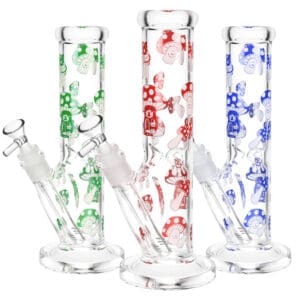 Shroom Life Straight Tube Water Pipe | 10.5" | 14mm F | Colors Vary | BluntPark.com