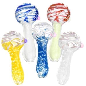 Swirled and Fritted Spoon Pipe | 3.5" | Colors Vary | BluntPark.com