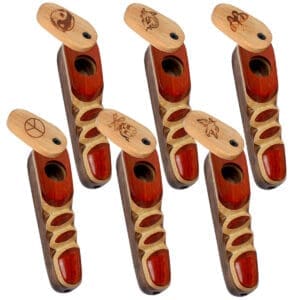 Wood Spoon Pipe w/ Engraved Swivel Lid | 3.75" | Styles Vary | BluntPark.com