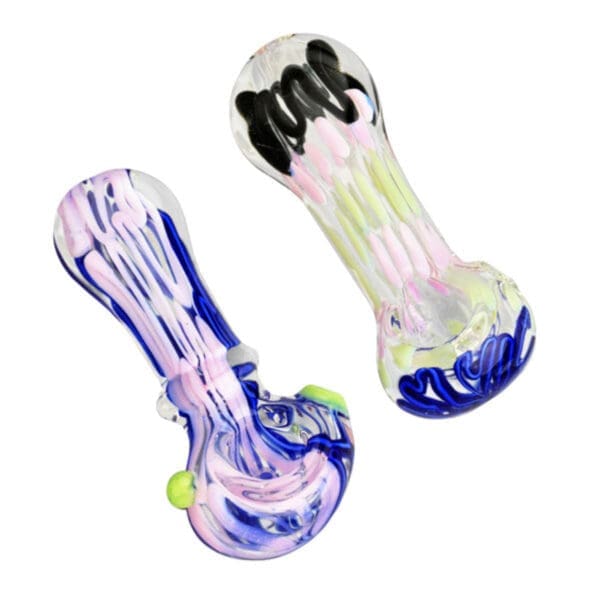 Worked Slime Strands Hand Pipe | 3.5" | Colors Vary | BluntPark.com