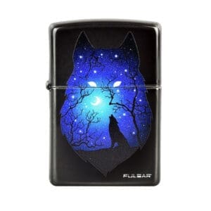 Zippo Lighter | Pulsar Wolf & Stars | Black Ice | BluntPark.com