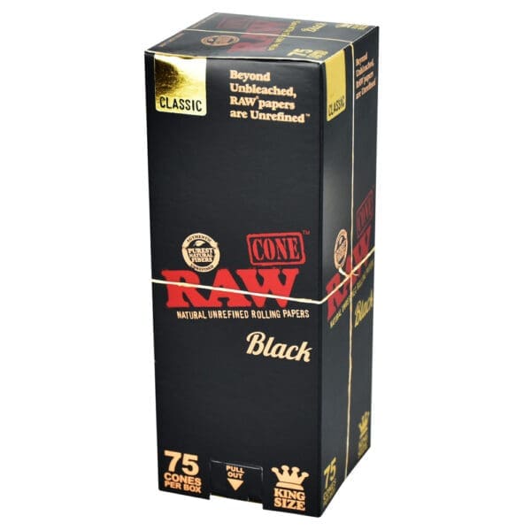 RAW Black Pre-Rolled Cones | 75pc Box