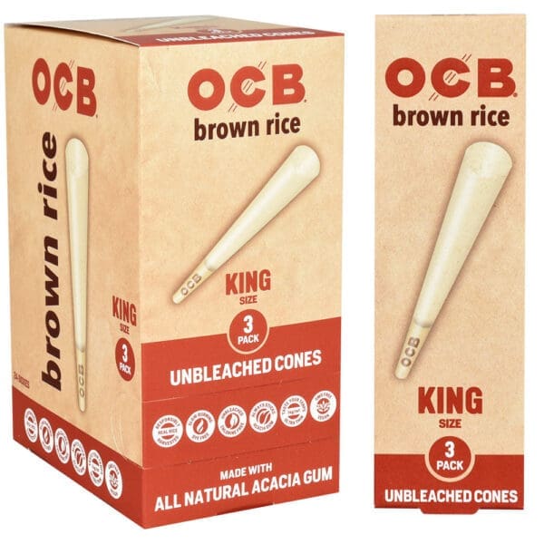 OCB Brown Rice Unbleached Cones | 24pc Display - Image 6