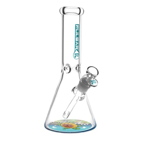 Pulsar Psychedelic Turtle Beaker Water Pipe | 10" | 14mm F