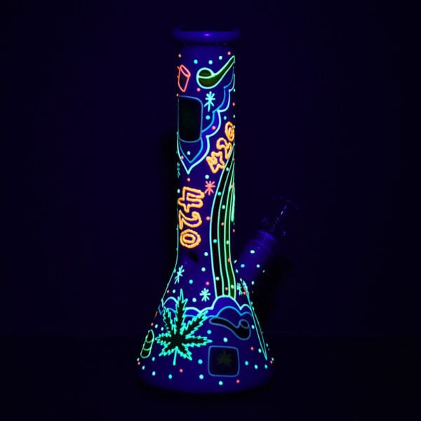 Beach Vibes 420 Painted Glass Beaker Water Pipe - 10" / 14mm F - Image 2