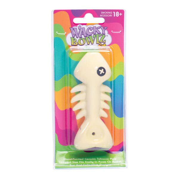 Wacky Bowlz Fish Skeleton Ceramic Hand Pipe - 4" - Image 3