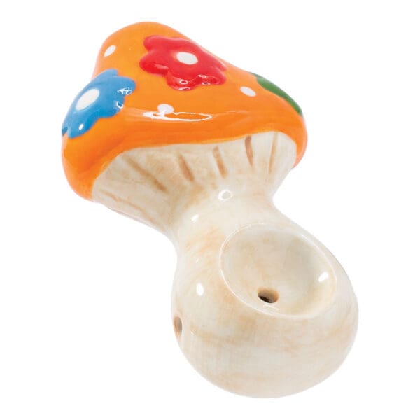 Wacky Bowlz Flower Mushroom Ceramic Pipe - 3.75" - Image 2