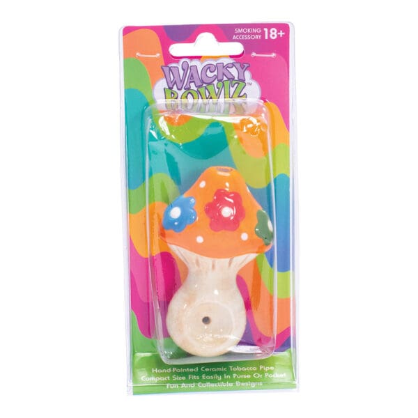 Wacky Bowlz Flower Mushroom Ceramic Pipe - 3.75" - Image 3