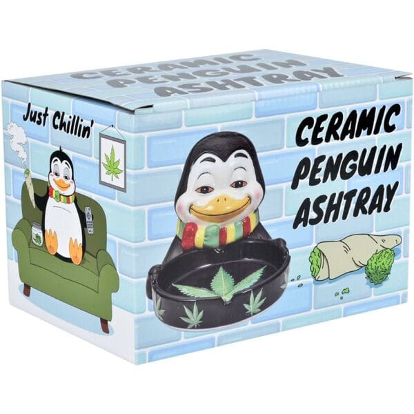 Stoned Penguin Ceramic Ashtray - 6.5" x 4.3" - Image 3