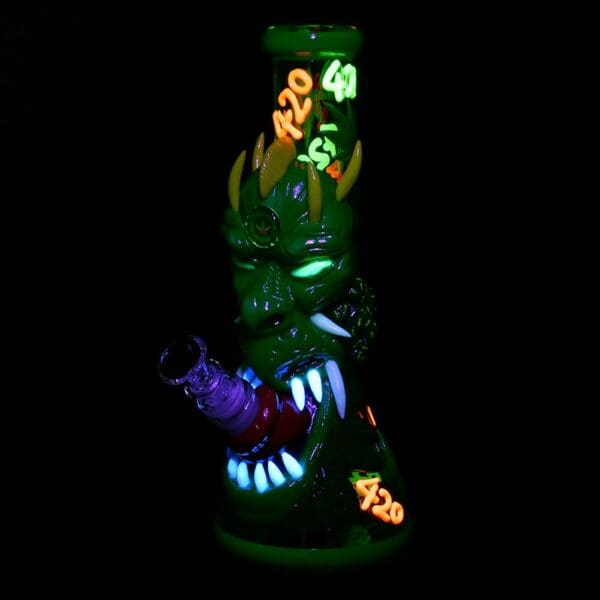 420 Dragon Glow in Dark Beaker Water Pipe - 10" / 14mm F - Image 3