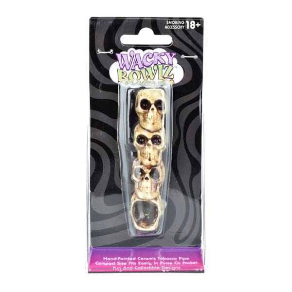 Wacky Bowlz Skulls Ceramic Hand Pipe - 3.75" - Image 3