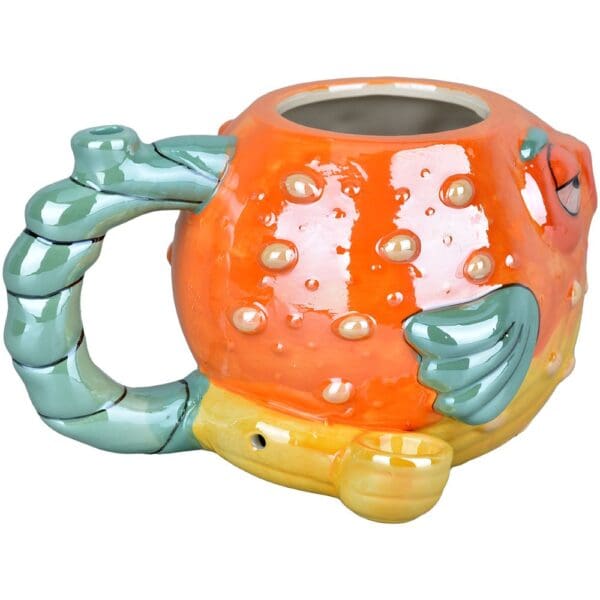 Stoned Pufferfish Ceramic Pipe Mug - 4" / 20oz - Image 2