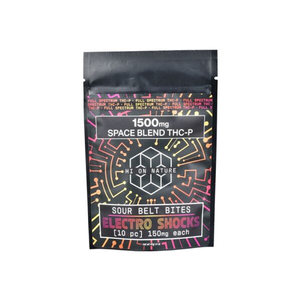 HI On Nature Electro Shocks THCP Sour Belt Bites | 1500mg | 10pc | 10pk Display - Image 2