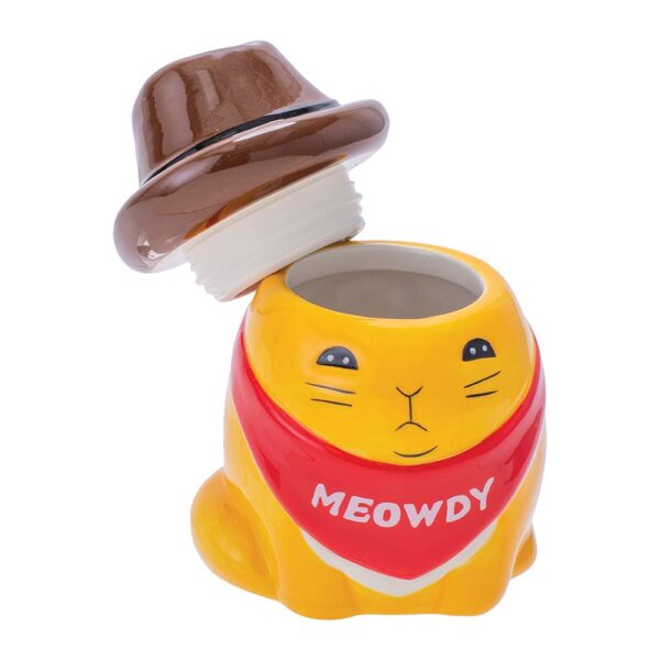 Fujima Meowdy Cat Cowboy Ceramic Stash Jar - 4.5" - Image 2