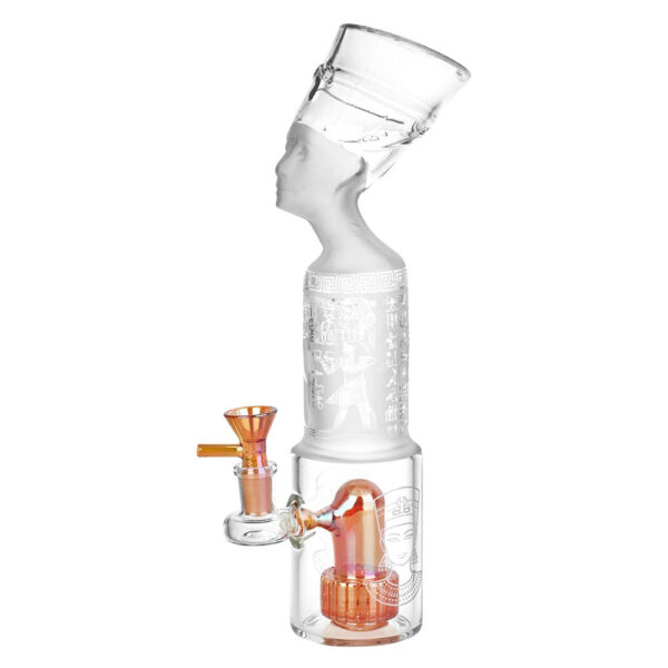 Pharoah Head Frosted Glass Water Pipe - 11.5" / 14mm F